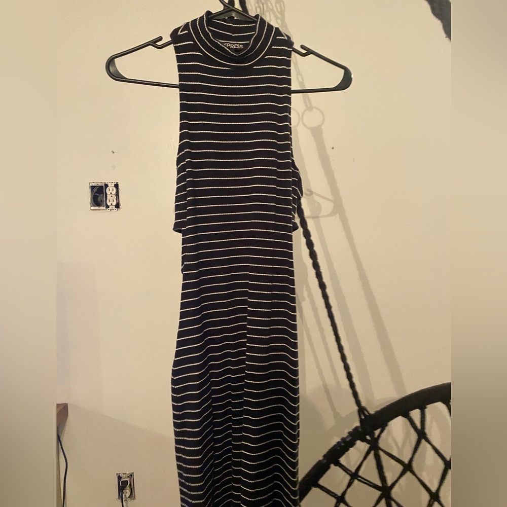 Express Black and White Striped Maxi Dress